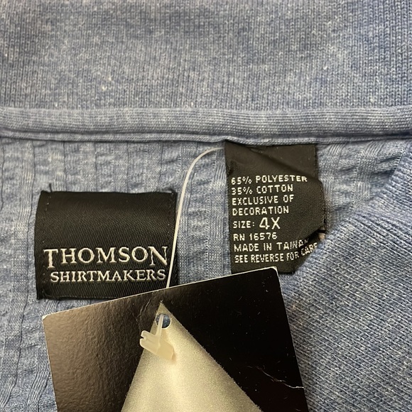 Men’s short sleeve polo blue w/knit band at the bottom. New. Stain blocker. Nice - Picture 3 of 3